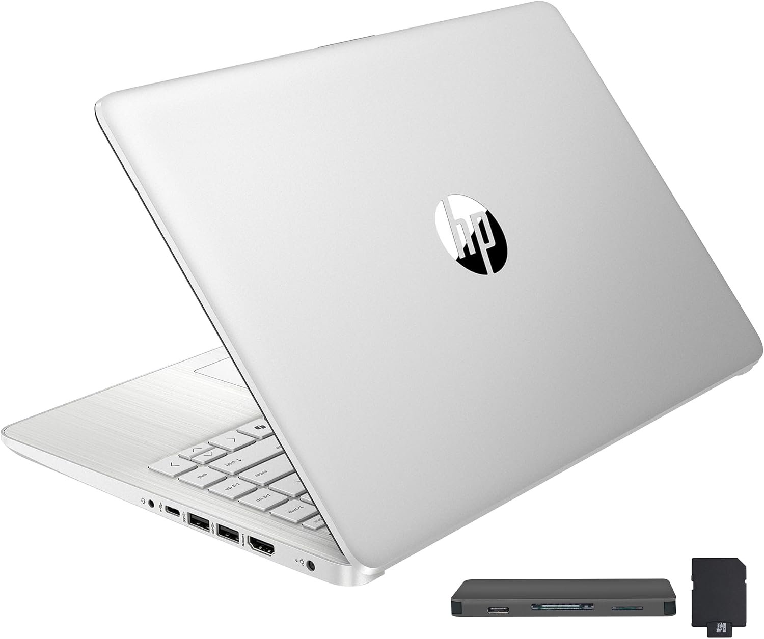 71bg-zkvSL._AC_SL1500_.jpg HP Stream 14" HD BrightView Laptop, Intel Celeron N4120, 16GB RAM, 288GB Storage (128GB UFS + 160GB Docking Station Set), Intel UHD Graphics, 720p Webcam, Wi-Fi, 1 Year Office 365, Win 11 S, Silver - Image 1