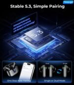Wireless Earbuds Bluetooth Headphones, 50H Playtime Ear Buds with Mic, LED Digital Display Charging Case, IPX7 Waterproof, Deep Bass Stereo, in-Ear Earphone for iPhone Andriod Phone - Greige - Image 6