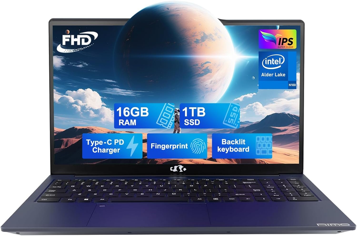 71gVmQ-pxAL._AC_SL1500_.jpg NIMO 15.6 IPS-FHD-Laptop, 16GB RAM 1TB SSD Intel Pentium Quad Core N100, Backlit Keyboard Fingerprint (Beat to i3-1115G4 Up to 3.4GHz) Computer for Student-Home WiFi 6 BT5.2 Win 11 - Image 1