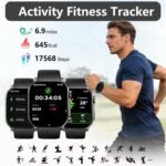 Smart Watch, 2.01" AMOLED Curved HD Full Touch Screen, Compatible with iOS & Android for Daily Workout Business Gift, Fitness Tracker with 24/7 Heart Rate/Sleep Monitor, IP68 Waterproof Watch Black - Image 4
