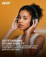 acer Wireless Bluetooth Headphones, 70 Hours Playtime, Foldable Over-Ear Headphones with 40mm Drivers, Memory Foam Earpads, Multipoint Bluetooth 6.0 for Travel, Home, Office, Black - Image 2
