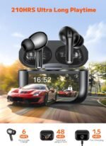Wireless Earbuds, Bluetooth 5.4 Ear Buds, ENC Noise Cancelling Headphones with 48H Playtime, Bass Stereo Sound, Compatible with iPhone Air/17/16/15/14/Android, Pad - Black - Image 3