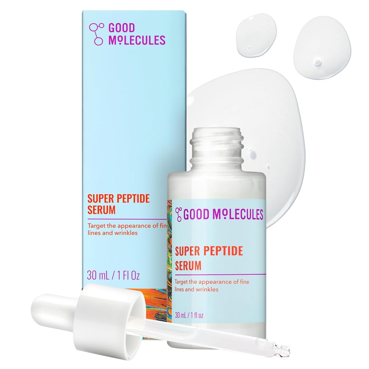 71oUjZS8ofL._SL1500_.jpg Good Molecules Super Peptide Serum - Anti-aging Facial Serum with Peptides and Copper Tripeptides to Plump and Firm - Water-Based Skincare for Face - Image 1