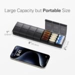 Barhon Pill Organizer Large, Weekly Medicine Pill Organizers, 7 Day Pills Box Case Travel for Big Vitamin Supplements Fish Oil, Black - Image 7
