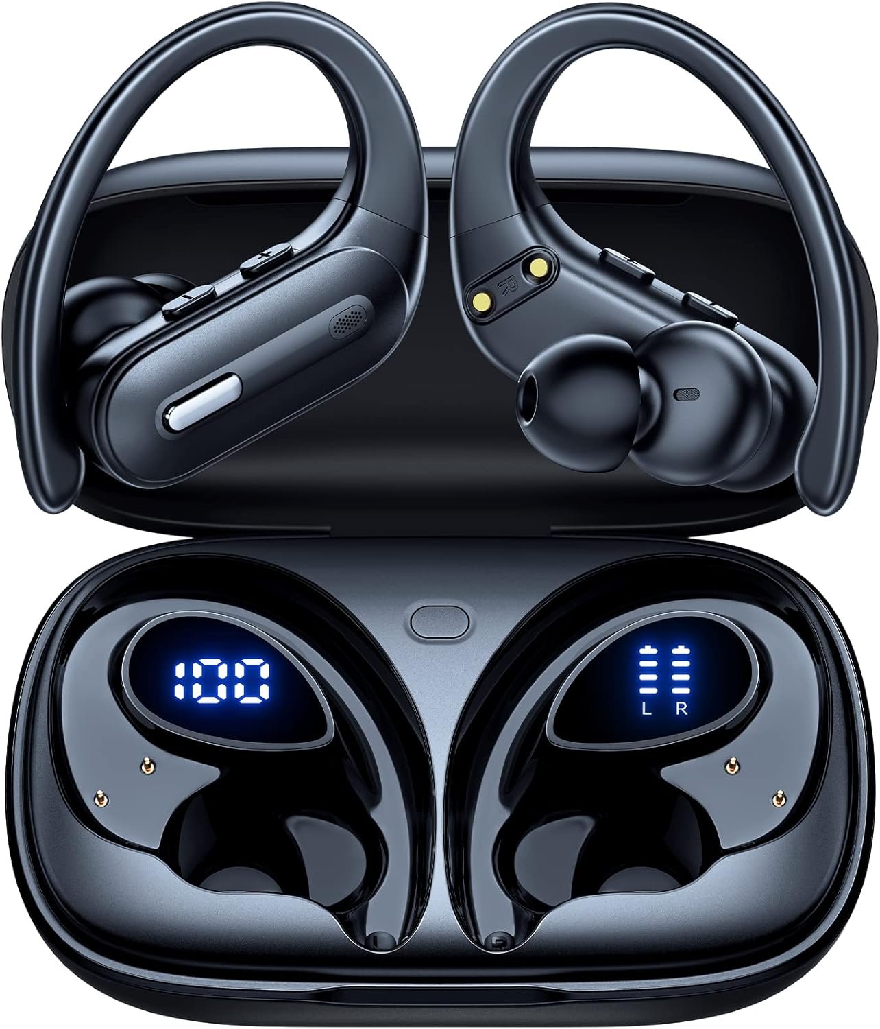 71t-NRjVRtL._AC_SL1500_.jpg GNMN Active Noise Cancelling Ear Buds Wireless Earbuds Bluetooth 5.3 Headphones 90H Playtime Power Display Case Hi-Fi Stereo Bass Over-Ear Earphones with Waterproof ANC Transparency for Gym/Workout - Image 1
