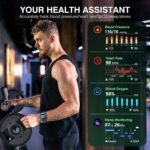 Luxury Smart Watch with Bluetooth Calls, Heart Rate/SpO2/Blood Pressure/Sleep Monitor, 1.19-inch AMOLED Display, 107 Sports Fitness Tracker, Round Business Watch Compatible Android and iOS, 44mm Black - Image 3