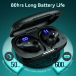 Active Noise Cancelling Ear Buds Wireless Earbuds 80H Playtime Bluetooth Headphones Over Ear Hooks Earphones with Power Display Case Hi-Res Stereo & Clear Calls for Sports Running Gym Workout Black - Image 5