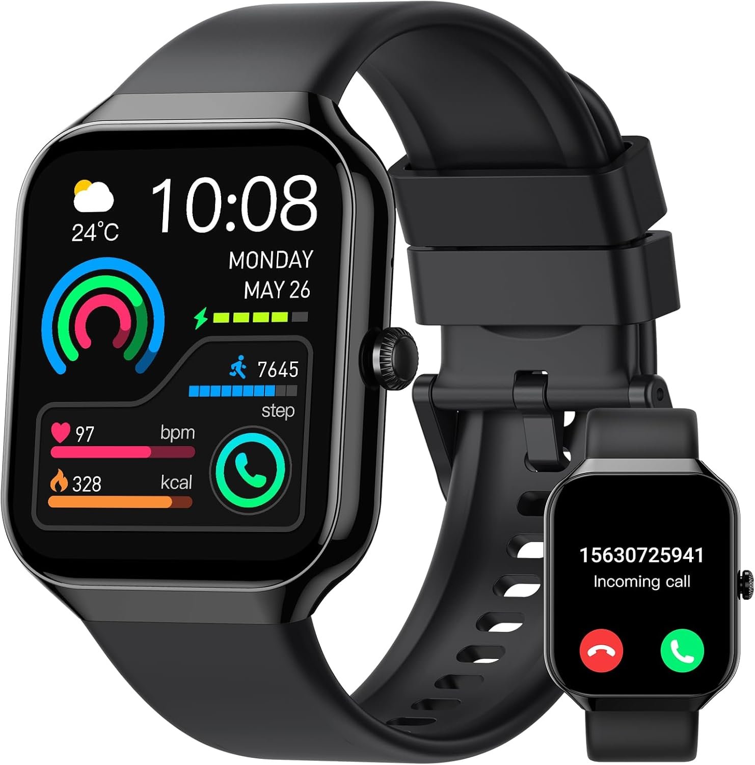71w2yjlwCeL._AC_SL1500_.jpg Smart Watch,1.96"HD Smartwatch for Men Women (Answer/Make Call), 2026 Fitness Activity with Heart Rate/Sleep Monitor/Step Counter, IP68 Waterproof, 113+ Sport Modes Running Watch for Android iOS Black - Image 1