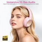 Hybrid ANC Wireless Over-Ear Headphones, 100H Playtime, Hi-Res Audio, Bluetooth 6.0, Multi-Mode Noise Cancellation, Comfort Fit, iOS & Android Compatible, Foldable Design, Travel-Friendly (Pink) - Image 6