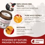 RICHGRAND Beef Tallow for Skin - Whipped Tallow and Honey Balm - Grass Fed Beef Tallow for Face, Daily Moisturizer & Body Butter - Natural Non Comedogenic Skincare (4.3 oz) - Image 2