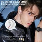 A10 Pro Wireless Earbuds Bluetooth 5.3 HiFi Stereo, 50H Playback LED Digital Display Earphones, ENC Noise Cancelling Mic, Ergonomic Sport Headphone Headset for Gym/Running/Work - Rose Gold - Image 5