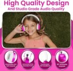 Puro Sound Labs Noise Cancelling Headphones for Kids - 85 dB Volume Limit, Built in Mic, 35-Hour Battery, Lightweight On Ear Design & Comfy Fit, Bluetooth Headphones for Kids – PuroQuiet Plus, Pink - Image 6