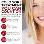 Cold Sore Treatment for Lip & Skin Support with L-Lysine, Zinc, Vitamin C & Probiotics | Vegan Immunity Booster That Helps Prevent Outbreaks & Promotes Faster Healing | 60 Berry Flavored Gummies - Image 3