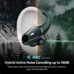 Active Noise Cancelling Ear Buds Wireless Earbuds 80H Playtime Bluetooth Headphones Over Ear Hooks Earphones with Power Display Case Hi-Res Stereo & Clear Calls for Sports Running Gym Workout Black - Image 2