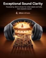 Hybrid Active Noise Cancelling Headphones, 120H Playtime Bluetooth Over Ear Headphones, Bluetooth 6.0 Wireless Headset with Display, 6 ENC Mic, Hi-Res Audio, Transparency Mode for Travel Game Black - Image 6