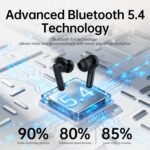 Adaptive Hybrid Active Noise Canceling 2026 Wireless Earbuds, 6 Mics ENC Clear Call Ear Buds, Hi-Res Audio Deep Bass Bluetooth 5.4 Headphones, 40H Playtime, LED, for Sports Running Gym Workout, Black - Image 6
