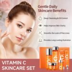 6-Piece Hydrating Vitamin C Skincare Set with Niacinamide, Daily Face Care Routine Includes Cleanser, Toner, Serum, Moisturizer, Eye Cream & Body Lotion for Self Care - Image 6