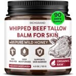RICHGRAND Beef Tallow for Skin - Whipped Tallow and Honey Balm - Grass Fed Beef Tallow for Face, Daily Moisturizer & Body Butter - Natural Non Comedogenic Skincare (4.3 oz)