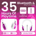 Puro Sound Labs Noise Cancelling Headphones for Kids - 85 dB Volume Limit, Built in Mic, 35-Hour Battery, Lightweight On Ear Design & Comfy Fit, Bluetooth Headphones for Kids – PuroQuiet Plus, Pink - Image 3