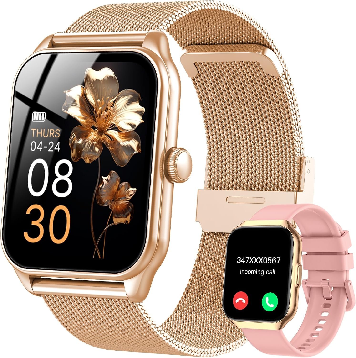 81al6p-pKuL._AC_SL1500_.jpg Smart Watches for Women, 1.91" HD Fitness Tracker (Answer/Make Calls), IP68 Waterproof, 120+ Sport Modes with Heart Rate and Sleep Monitor, Fitness Watch for iPhone/Android - Image 1