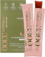 MIZON INNERSBIT Collagen Jelly 3300(14 Sticks) Vegan Korean Jelly Stick Snack with Vitamin C, Hyaluronic Acid Biotin & Glutathion for Skin Halal Certified