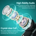 Active Noise Cancelling Ear Buds Wireless Earbuds 80H Playtime Bluetooth Headphones Over Ear Hooks Earphones with Power Display Case Hi-Res Stereo & Clear Calls for Sports Running Gym Workout Black - Image 8
