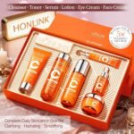 6-Piece Hydrating Vitamin C Skincare Set with Niacinamide, Daily Face Care Routine Includes Cleanser, Toner, Serum, Moisturizer, Eye Cream & Body Lotion for Self Care - Image 2