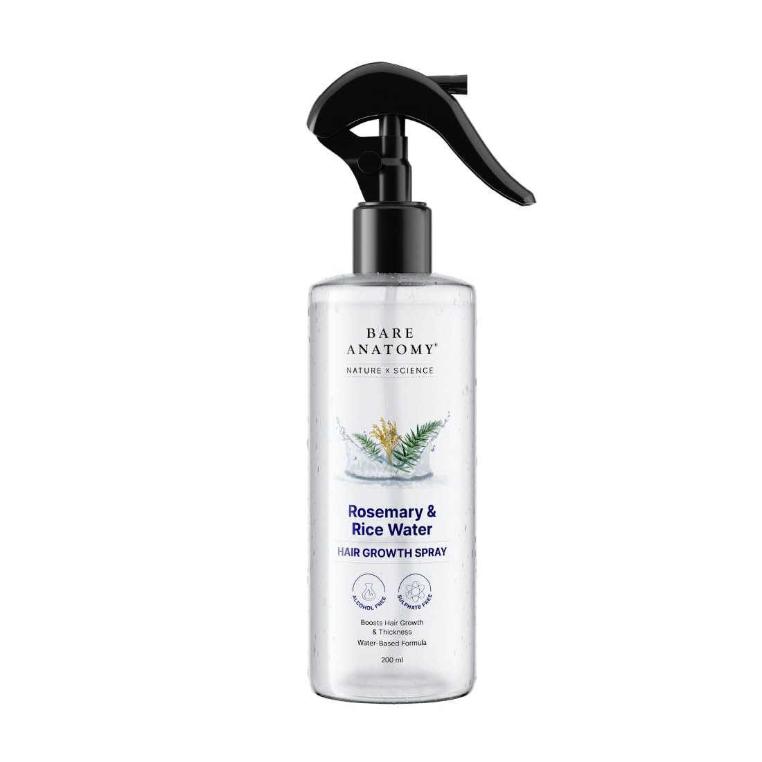 41MZm7lsyWL._SL1100_.jpg Bare Anatomy Nature x Science Rosemary Water Spray for Hair Growth & Hair Thickness with Rice Water |100% Natural Extract | Soft & Smooth Hair| Controls Hairfall| Non-Greasy & Fast Absorbing | 200ml - Image 1