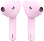 Defunc True Basic Wireless Earbuds, Bluetooth 6.0, Patented MultiTip Semi-in-Ear Design with Silicone Ear Wings, AI App Support, Quad Microphones,Waterproof, 22H Playtime, Secure Fit Earbuds (Pink)