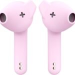 Defunc True Basic Wireless Earbuds, Bluetooth 6.0, Patented MultiTip Semi-in-Ear Design with Silicone Ear Wings, AI App Support, Quad Microphones,Waterproof, 22H Playtime, Secure Fit Earbuds (Pink)