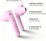 Defunc True Basic Wireless Earbuds, Bluetooth 6.0, Patented MultiTip Semi-in-Ear Design with Silicone Ear Wings, AI App Support, Quad Microphones,Waterproof, 22H Playtime, Secure Fit Earbuds (Pink) - Image 2
