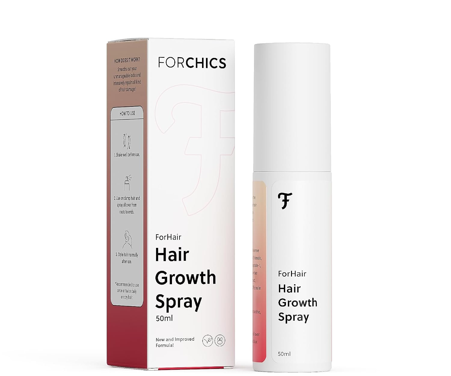 612ea03i8PL._SL1500_.jpg ForChics Hair Growth Serum for Women- Results in 4 Weeks- Hormone Free Hair Regrowth Treatment - For Thinning Hair Loss - Fast Absorbing Non-Greasy Scalp Spray 50ml - Image 1