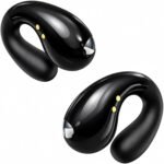 Boytond Ultra Open Ear Earbuds - Comfortable Clip-On Bone Conduction Earbuds, Over-The-Ear Open Headphones with Waterproof Build for Running, Gym Workouts, and Outdoor Sports, Obsidian Black