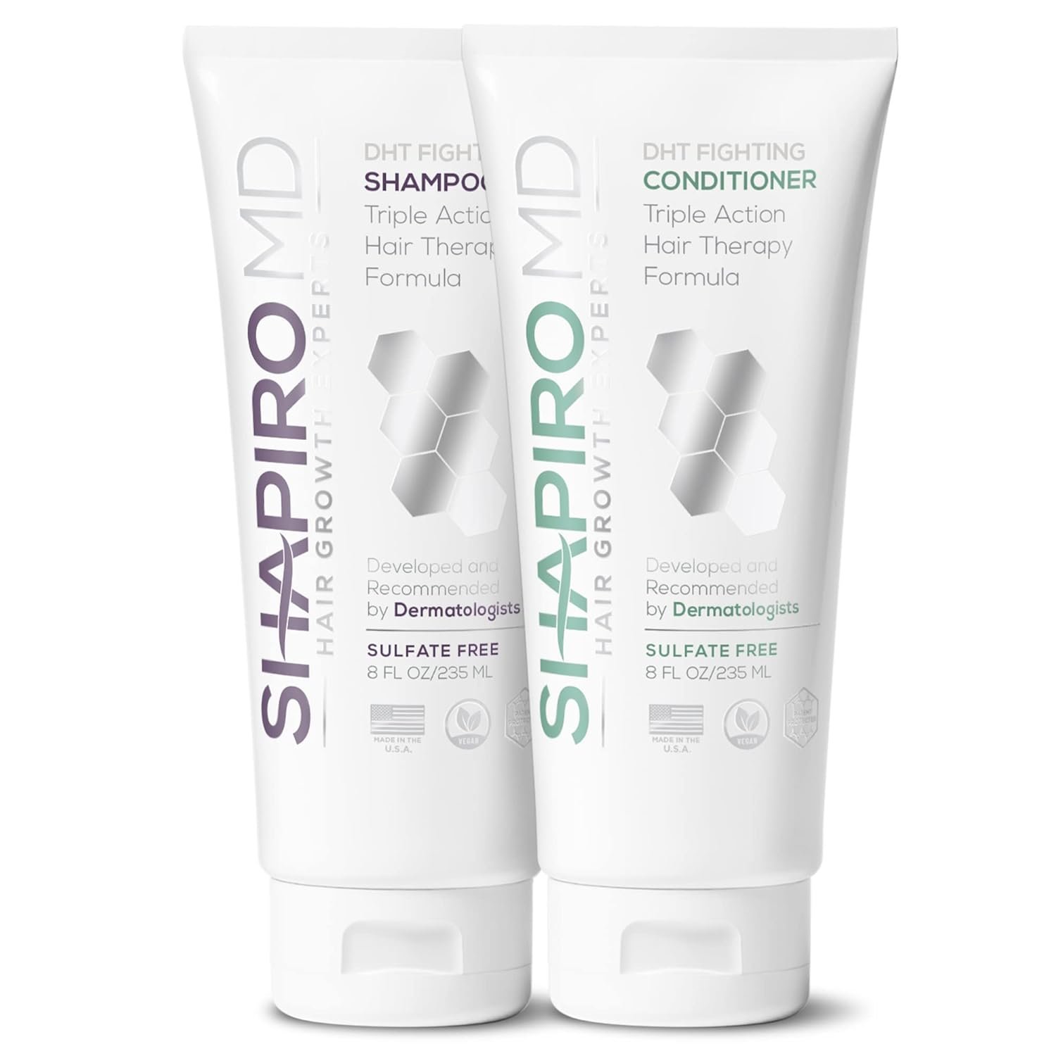 617Y5pdritL._SL1500_.jpg Shapiro MD Hair Growth Experts Hair Loss Shampoo and Conditioner, DHT Fighting Vegan Formula for Thinning Hair Developed by Dermatologists, Experience Healthier, Fuller & Thicker Looking Hair - Image 1