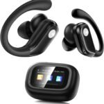 jaddsa Wireless Earbuds, Bluetooth 5.4 Sport Headphones with Smart Charging Case, ENC Noise Cancelling, Ear Buds with IPX7 Waterproof & Bass Stereo Sound for iOS, Android – Jet Black