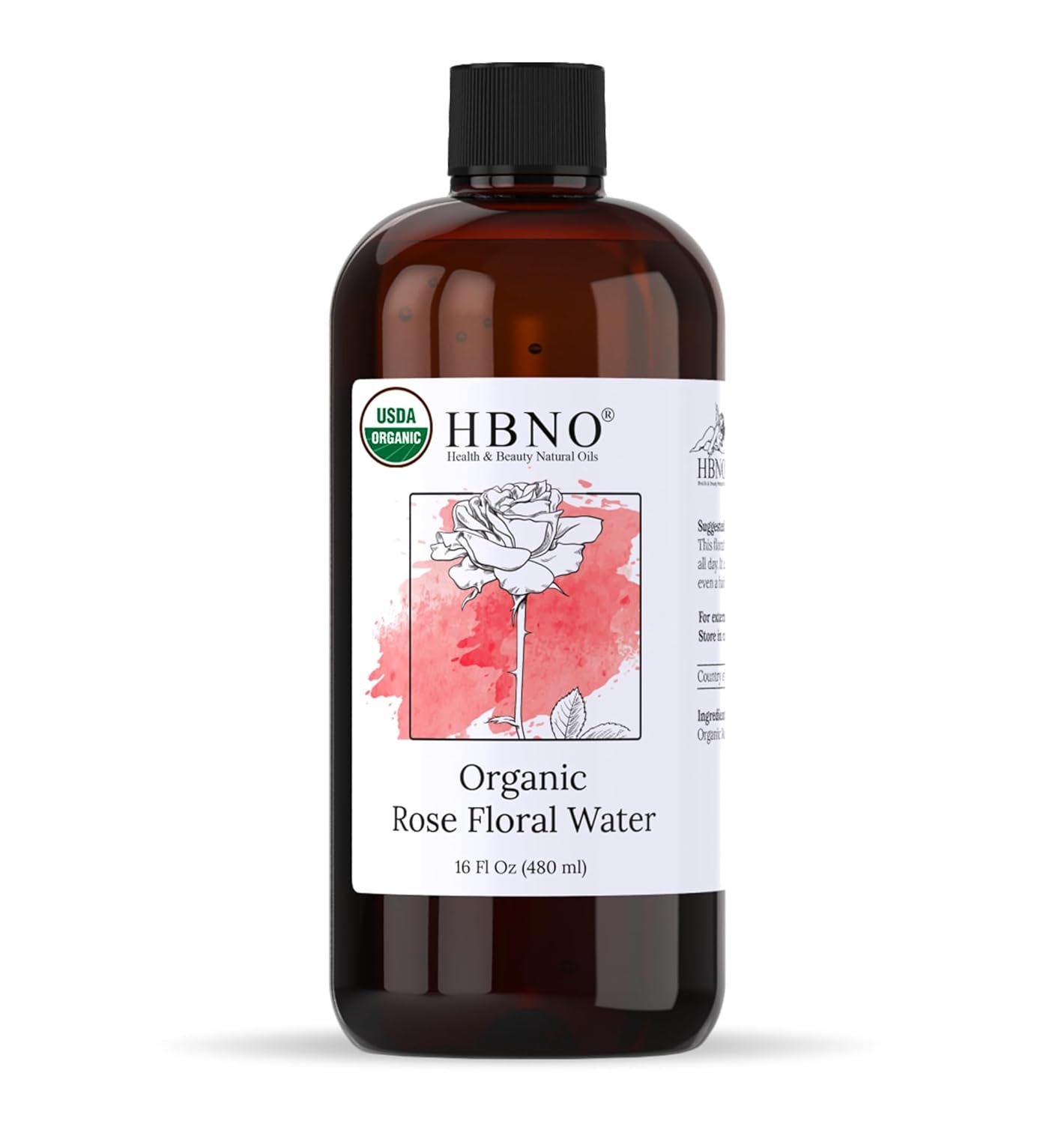 61NHjQuNXNL._SL1500_.jpg HBNO California Bottled Organic Rose Water for Face Huge 16 fl oz (480ml) Value Size - USDA Certified for Face - Pure Rose Water for Hair - Rosewater for Skincare, Haircare - Image 1
