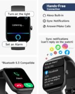1.95" Smart Watch for Men Women with ALEXA, Fitness Watch for Android iOS | Call Function, Message Notifications, Pedometer, Heart Rate, Sleep Monitor, 100 Sport Modes, IP68 Waterproof, 100 Watch Faces - Image 2
