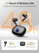 Wireless Earbuds Deep Bass Sound Ear Buds, Bluetooth 5.3 Headphones 48H Playtime, LED Display Earphones with Mic, IPX7 Waterproof Lightweight in-Ear Buds, Touch Control for iPhone TV Laptop Black - Image 5