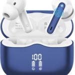 Wireless Earbuds, Bluetooth 5.4 Headphones in Ear with HiFi Stereo Deep Bass, 4 ENC Noise Cancelling Mic Wireless Earphones 40H, in-Ear Earbud Bluetooth Dual LED Display IP7 Waterproof, Dark Blue