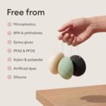Vove Organic Konjac Facial Sponges 3-Pack - Natural Face Exfoliating Sponges with Bamboo Charcoal & Green Clay, Gentle Cleansing for All Skin Types, Natural Vegan Skincare, Certified Organic - Image 4