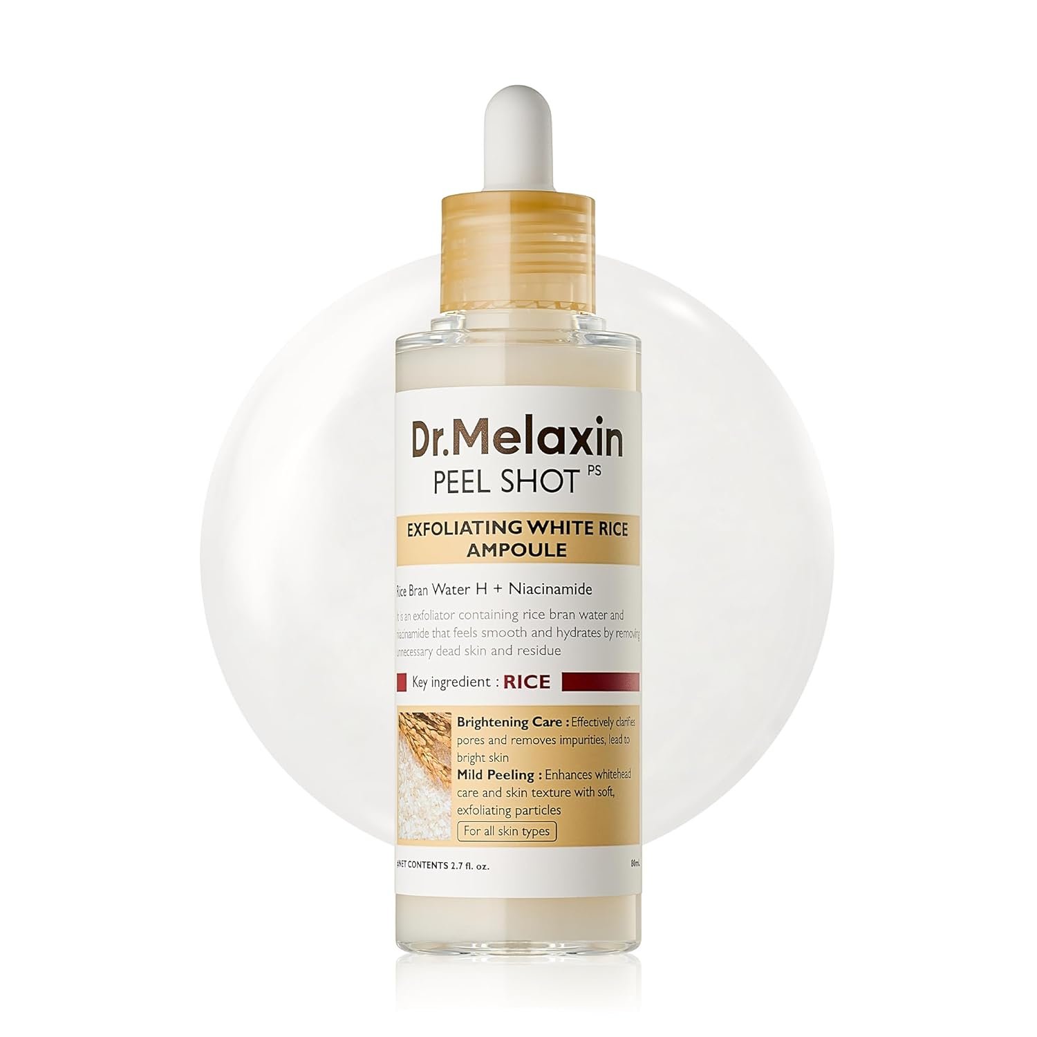 61cQc2fnsrL._SL1500_.jpg Dr.Melaxin Peel Shot Glow White Rice Peeling Ampoule with Rice Extract & AHA BHA, Brightening & Gentle Exfoliating Serum for Sebum Control, Niacinamide & Hyaluronic Acid, Korean Skincare, 2.71 fl.oz - Image 1