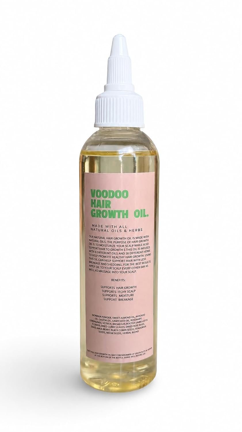 61gNNCuUeYL._SL1500_.jpg Glossed By Nae Voodoo Hair Growth Oil - Infused with Rosemary, Lemongrass, Grapeseed & Castor Oil for Hair Growth, Scalp Itchiness & Dry Scalp - 4 Fl Oz - All Hair Types - Image 1