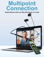 Rythflo Active Noise Cancelling Headphones, Wireless in Ear Neckband Blutooth Headphones with 3 AI Mics ENC, 60Hrs Playtime, V5.3 Multipoint Connection Magnetic Earbuds for Work/Travel/Office - Image 7
