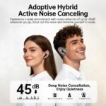 xinwld Adaptive Hybrid Active Noise Canceling 2026 Wireless Earbuds, 6 Mics ENC Clear Call Ear Buds, Hi-Res Audio Deep Bass Bluetooth 5.4 Headphones, 40H, LED, for Sports Running Gym Workout, Black - Image 2