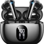 Wireless Earbuds Deep Bass Sound Ear Buds, Bluetooth 5.3 Headphones 48H Playtime, LED Display Earphones with Mic, IPX7 Waterproof Lightweight in-Ear Buds, Touch Control for iPhone TV Laptop Black