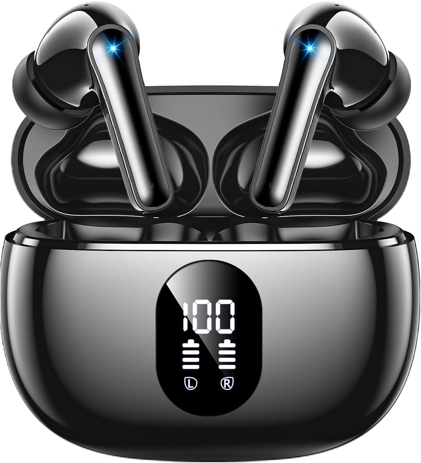 61r9nLGC1ZL._AC_SL1500_.jpg Wireless Earbuds Deep Bass Sound Ear Buds, Bluetooth 5.3 Headphones 48H Playtime, LED Display Earphones with Mic, IPX7 Waterproof Lightweight in-Ear Buds, Touch Control for iPhone TV Laptop Black - Image 1