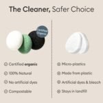 Vove Organic Konjac Facial Sponges 3-Pack - Natural Face Exfoliating Sponges with Bamboo Charcoal & Green Clay, Gentle Cleansing for All Skin Types, Natural Vegan Skincare, Certified Organic - Image 5