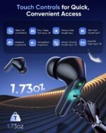 ZIUTY Ear Buds Wireless Earbuds, Bluetooth Headphones 5.4 with 4 ENC Noise Cancelling Mic, 48H Playtime LED Display, IPX7 Waterproof, Deep Bass Stereo Headphones for Sports Workout, Black - Image 6