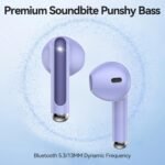 Wireless Earbuds, Bluetooth 5.4 Headphones HiFi Stereo with 4 HD Mic, 50H Playtime Bluetooth Earbuds with Dual LED Display, IPX7 Waterproof Wireless Earphones, Touch Control Ear Buds,USB-C, Purple - Image 2