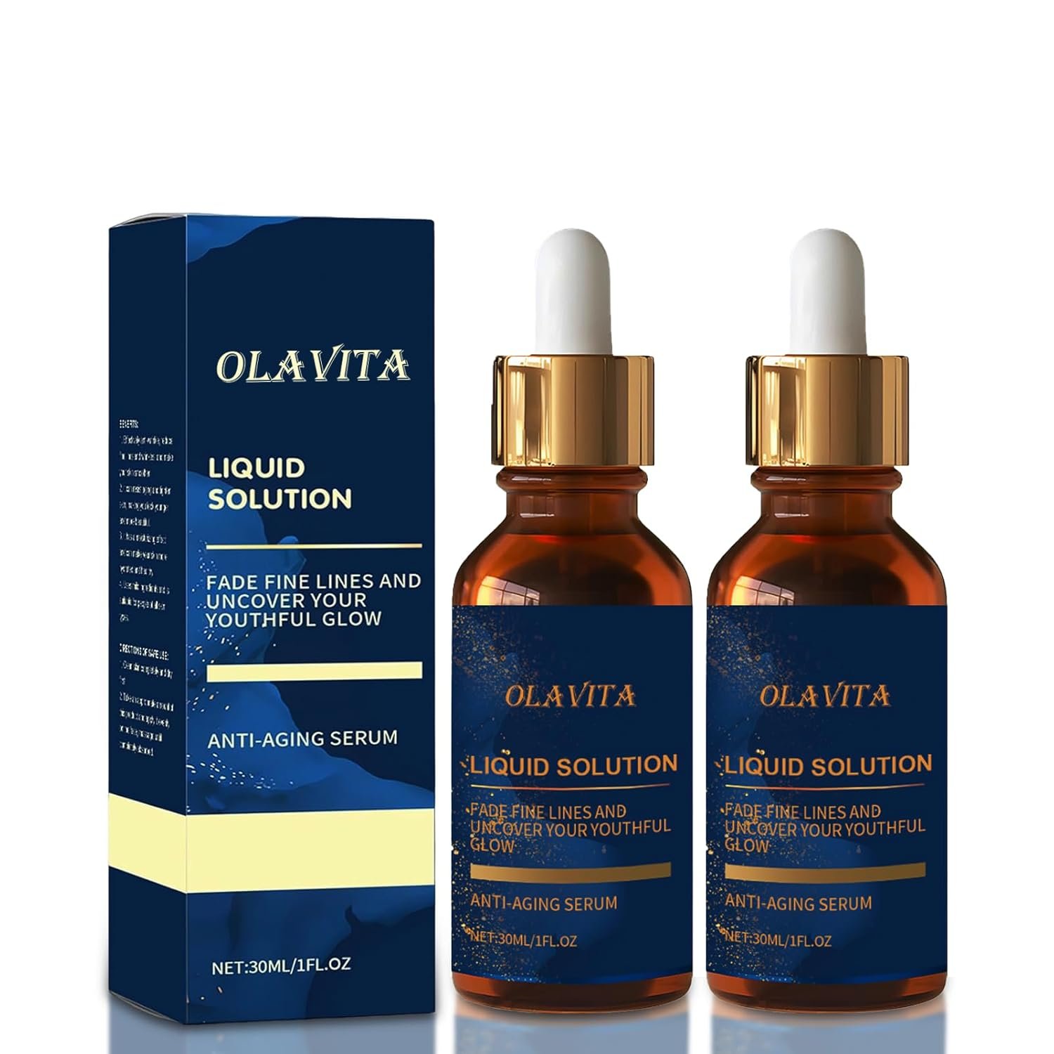 714Ltnh6chL._SL1500_.jpg OLAVITA Facial Serum, Liquid Anti-Aging Solution with Vitamin C, E, Retinol & Aloe, Boosts Collagen, Shrinks Pores, Diminishes Wrinkles & Fine Lines (2Pcs) - Image 1